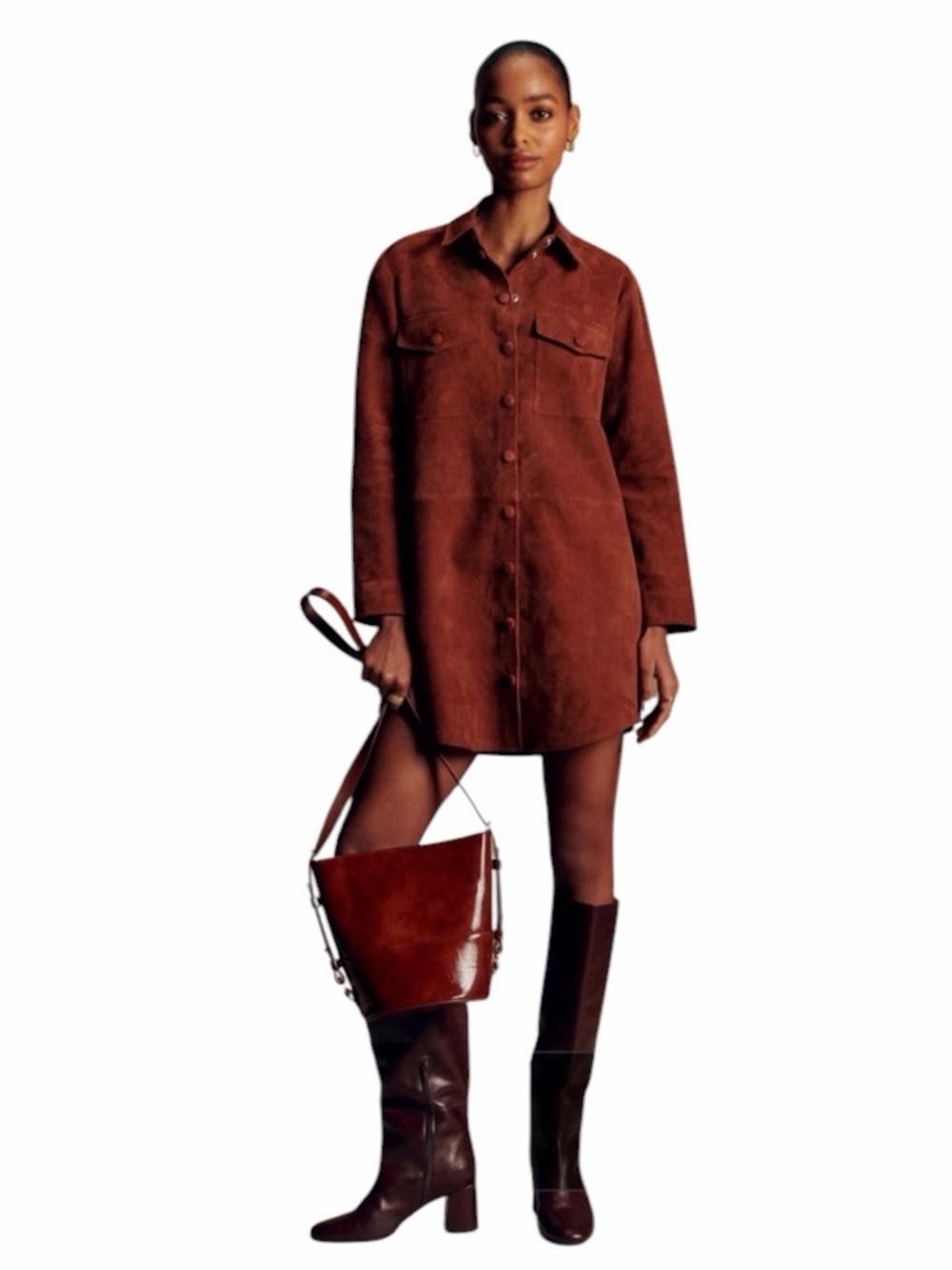 Sézane - Sadie Corduroy Shirt Dress Rust Red Size 36 US 4